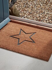 Cox & Cox Natural Embossed Rubber Star Large Doormat - Image 1 of 3