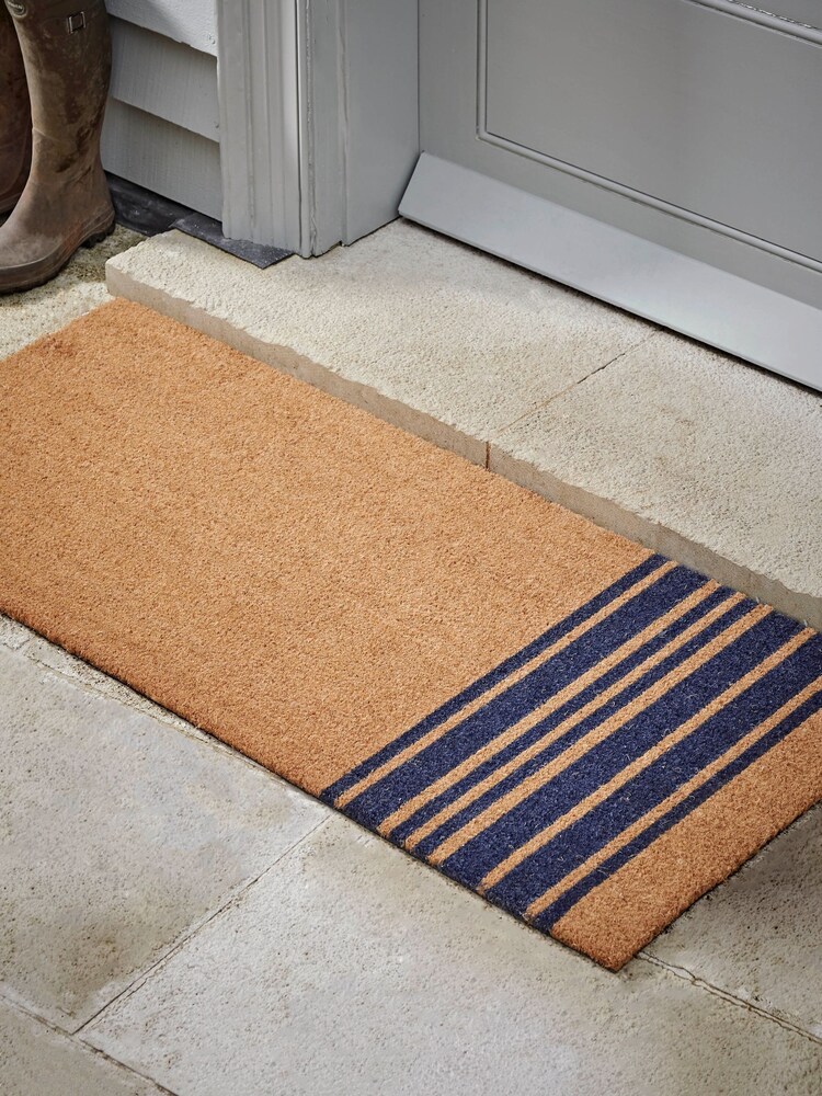 Cox & Cox Natural Double French Stripe Doormat - Image 1 of 2