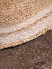 Cox & Cox Natural Border Braided Jute Oval Doormat - Image 2 of 3