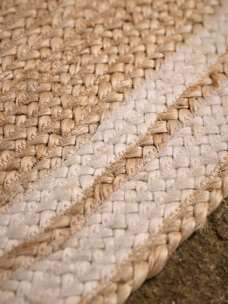 Cox & Cox Natural Border Braided Jute Oval Doormat - Image 3 of 3