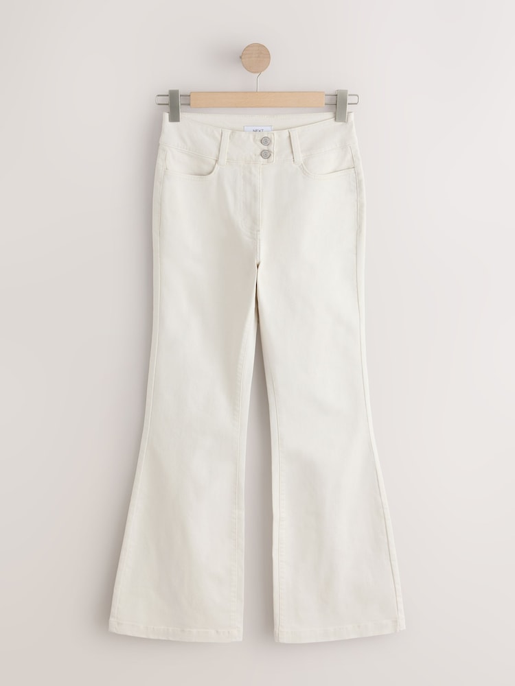 Ecru Flared Chino Trousers - Image 1 of 4 Ecru Flared Chino Trousers - Image 1 of 4