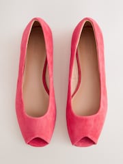 Coral Pink Forever Comfort® Suede Peeptoe Flats - Image 1 of 9