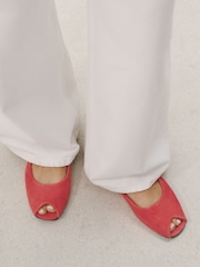 Coral Pink Forever Comfort® Suede Peeptoe Flats - Image 2 of 9