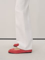 Coral Pink Forever Comfort® Suede Peeptoe Flats - Image 5 of 9