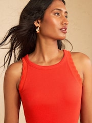 Love & Roses Orange Scallop Halter Neck Top - Image 2 of 4