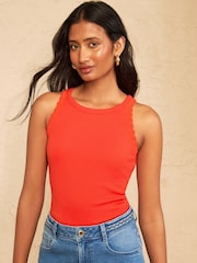 Love & Roses Orange Scallop Halter Neck Top - Image 4 of 4