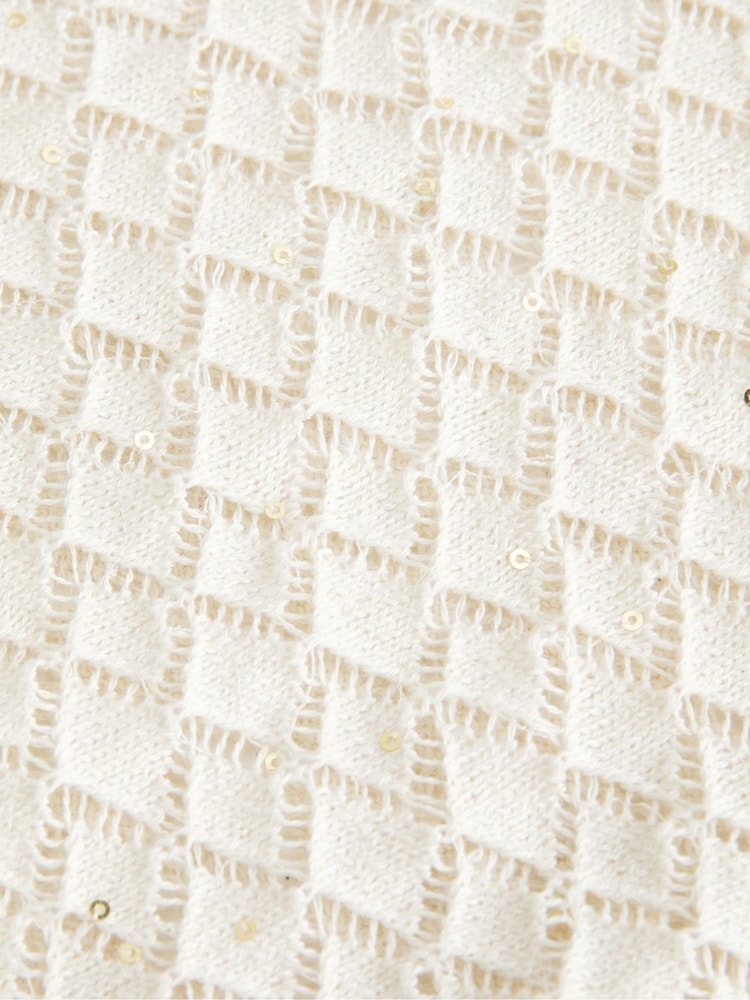 Hollister Natural Open-Stitch Sequin Poncho - Image 3 of 3