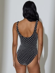 South Beach Black Textured Polka Dot Tummy Control Swimsuit - Image 6 of 6