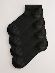 Black Supersoft Ribbed Trainer Socks 4 Pack - Image 1 of 7