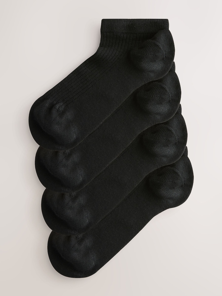 Black Supersoft Ribbed Trainer Socks 4 Pack - Image 1 of 7 Black Supersoft Ribbed Trainer Socks 4 Pack - Image 1 of 7
