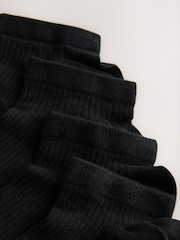 Black Supersoft Ribbed Trainer Socks 4 Pack - Image 7 of 7