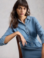 White Stuff Blue Lottie Jersey Denim Dress - Image 3 of 6