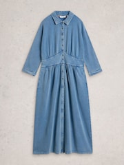 White Stuff Blue Lottie Jersey Denim Dress - Image 5 of 6