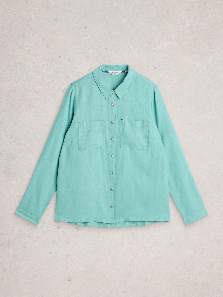 White Stuff Green Sophie Linen Shirt - Image 1 of 2