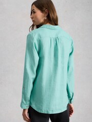 White Stuff Green Sophie Linen Shirt - Image 3 of 6