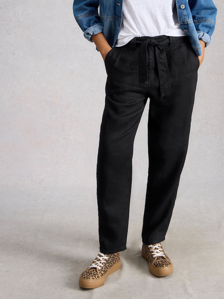 White Stuff Black Hadley Linen Trousers - Image 1 of 6 White Stuff Black Hadley Linen Trousers - Image 1 of 6