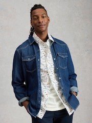 לבן - White Stuff חולצה עם הדפס דגים שוחים, דגם Finsbury - תמונה 3 מתוך 6