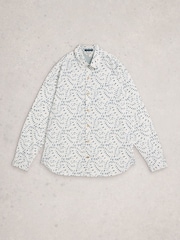 לבן - White Stuff חולצה עם הדפס דגים שוחים, דגם Finsbury - תמונה 5 מתוך 6