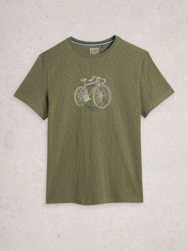 White Stuff Green Abersoch Cogs Graphic T-Shirt - Image 1 of 2