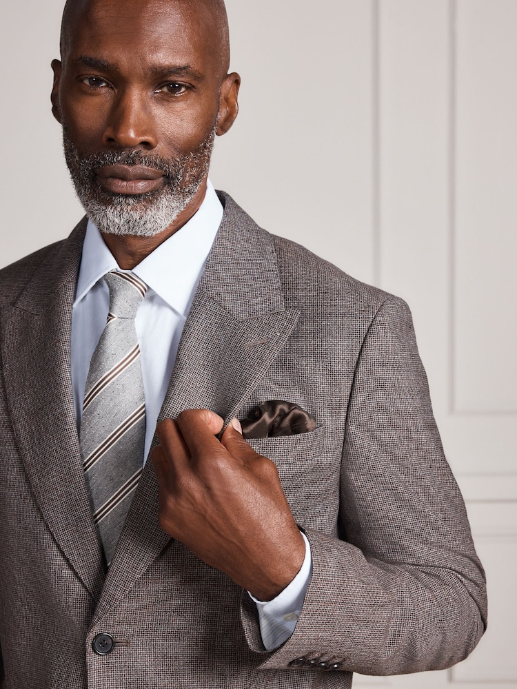 Brown Signature Slim Fit Marzotto Italian Wool Puppytooth Suit Jacket - Image 1 of 11