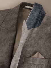 Brown Signature Slim Fit Marzotto Italian Wool Puppytooth Suit Jacket - Image 8 of 11
