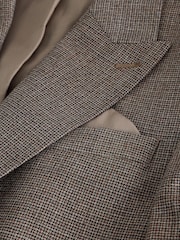 Brown Signature Slim Fit Marzotto Italian Wool Puppytooth Suit Jacket - Image 9 of 11