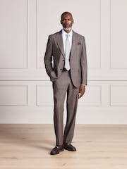 Brown Signature Slim Fit Marzotto Italian Wool Puppytooth Suit Trousers - Image 1 of 9