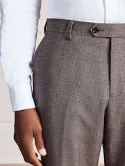Brown Signature Slim Fit Marzotto Italian Wool Puppytooth Suit Trousers - Image 4 of 9