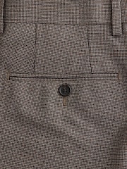 Brown Signature Slim Fit Marzotto Italian Wool Puppytooth Suit Trousers - Image 9 of 9