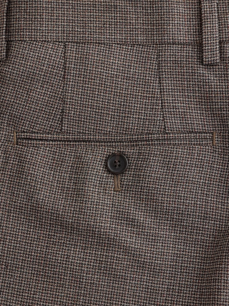 Brown Signature Slim Fit Marzotto Italian Wool Puppytooth Suit Trousers - Image 9 of 9