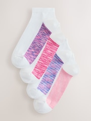 White / Pink Spacedye Footbed Trainer Socks 4 Pack - Image 1 of 7