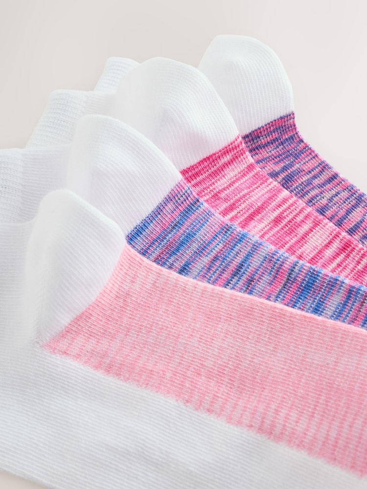 White / Pink Spacedye Footbed Trainer Socks 4 Pack - Image 7 of 7