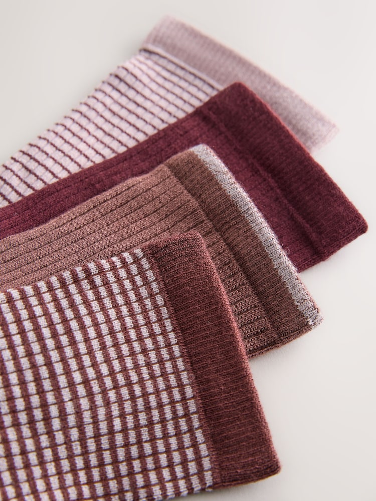 Berry Stripe Supersoft Ribbed Ankle Socks 4 Pack - Image 7 of 7 Berry Stripe Supersoft Ribbed Ankle Socks 4 Pack - Image 7 of 7