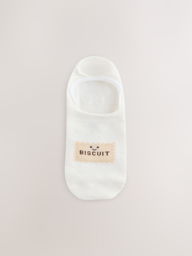 White Biscuit Motif Invisible Socks 4 Pack - Image 2 of 7