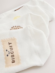 White Biscuit Motif Invisible Socks 4 Pack - Image 7 of 7