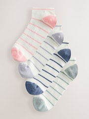 Cream/Multicolour - Stripe Ribbed Trainer Socks 4 Pack - Bild 1 von 7