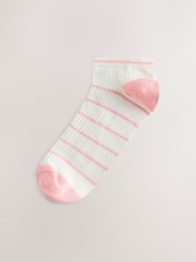 Cream/Multicolour - Stripe Ribbed Trainer Socks 4 Pack - Bild 4 von 7