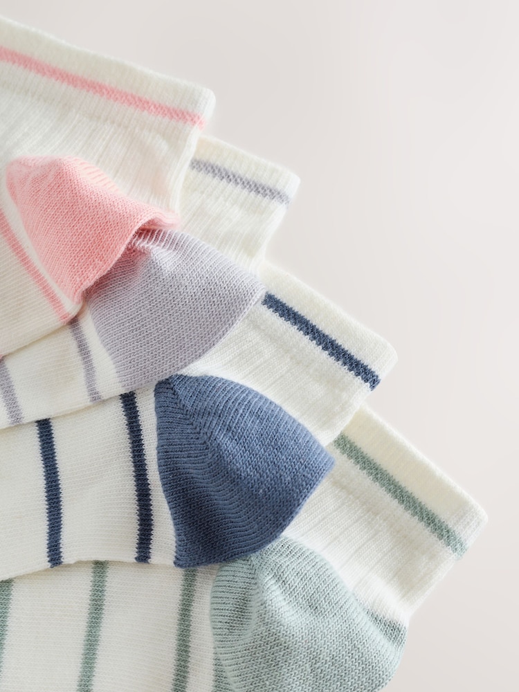 Cream/Multicolour - Stripe Ribbed Trainer Socks 4 Pack - Bild 7 von 7