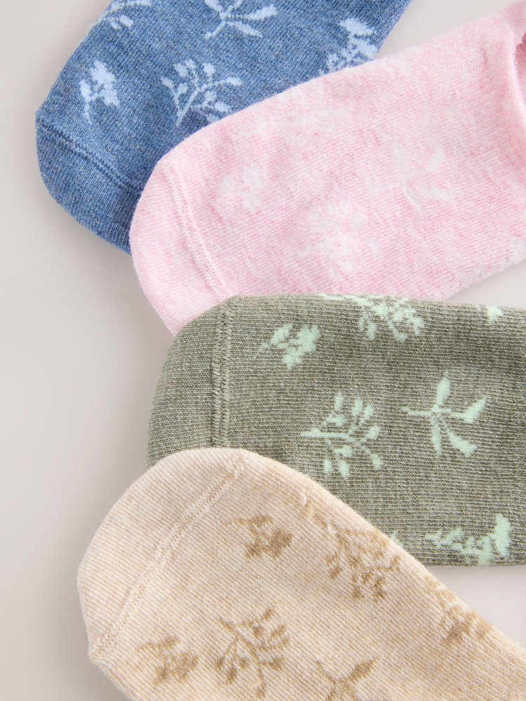 Pastel Floral Invisible Socks 4 Pack - Image 7 of 7