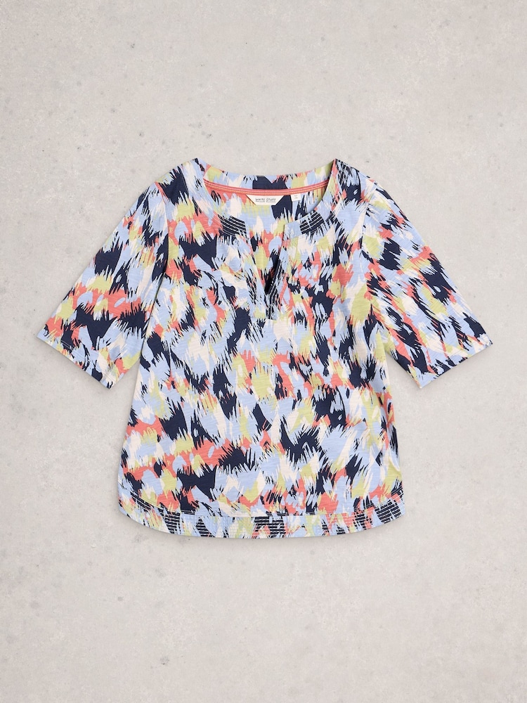 White Stuff Blue Weaver Notch Embroidered T-Shirt - Image 1 of 2 White Stuff Blue Weaver Notch Embroidered T-Shirt - Image 1 of 2