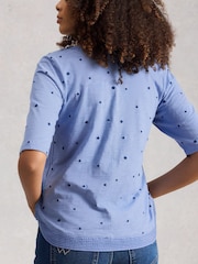 أزرق - تيشرت مطرّز بفتحة رقبة Weaver من White Stuff - Image 3 of 6