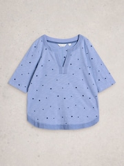 أزرق - تيشرت مطرّز بفتحة رقبة Weaver من White Stuff - Image 5 of 6