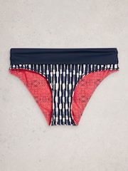 White Stuff Blue Reversible Fold Down Bikins Bottom - Image 5 of 7