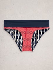 White Stuff Blue Reversible Fold Down Bikins Bottom - Image 6 of 7
