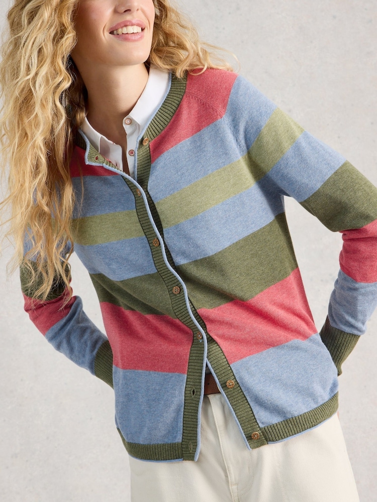 White Stuff Green Lulu Stripe Cardigan - Image 1 of 6 White Stuff Green Lulu Stripe Cardigan - Image 1 of 6