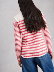 White Stuff Pink Clara Long Sleeve Stripe T-Shirt - Image 3 of 6