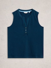 White Stuff Blue Nora Texture Notch Vests - Image 1 of 2