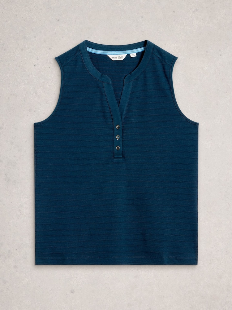 White Stuff Blue Nora Texture Notch Vests - Image 1 of 2