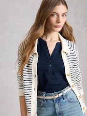 White Stuff Blue Nora Texture Notch Vests - Image 4 of 6