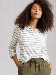 White Stuff Blue Beth Stripe 3/4 Sleeve Shirt - Image 1 of 6